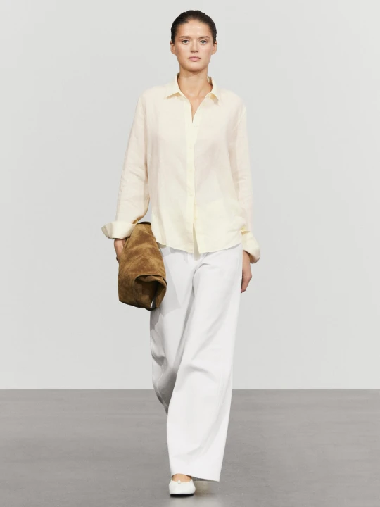 Zdjęcie produktu Luźna Koszula Ze 100% Lnu - Żółty - Massimo Dutti - Female