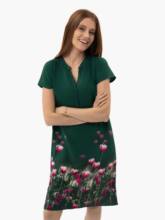 Zdjęcie produktu Luźna sukienka w kwiaty G-MAY Volcano Zielony
