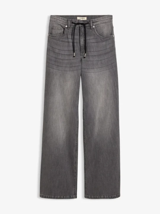 Zdjęcie produktu Luźne jeansy, high waist BonPrix szary