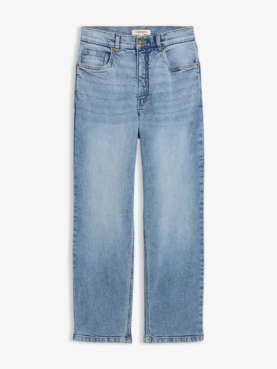 Zdjęcie produktu Luźne jeansy, high waist, cropped BonPrix niebieski