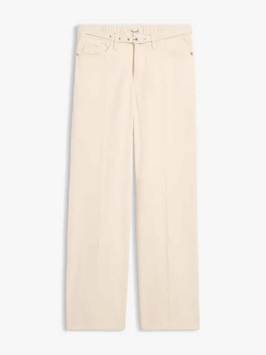 Zdjęcie produktu Luźne jeansy straight, mid waist, z bawełny BonPrix beżowy