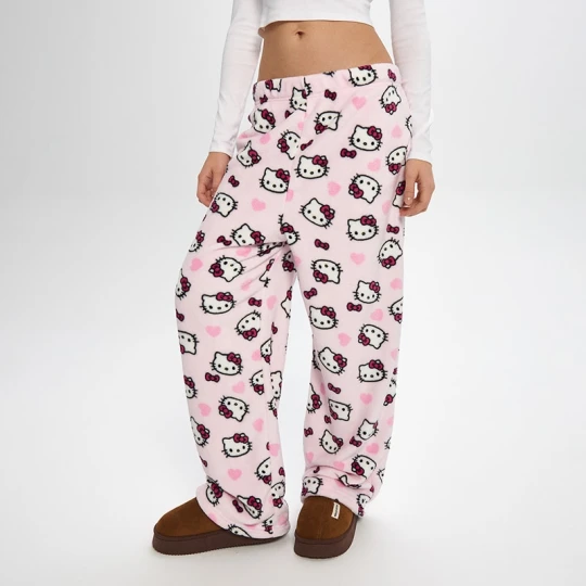 Zdjęcie produktu Luźne spodnie polarowe z Hello Kitty różowe House