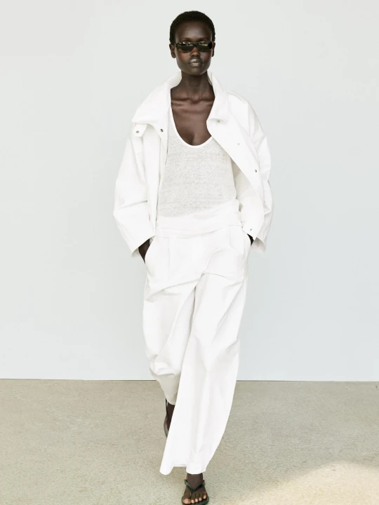 Zdjęcie produktu Luźne Spodnie Typu Barrel Fit - Biały - Massimo Dutti - Female