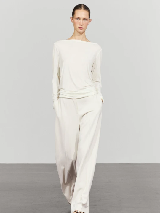 Zdjęcie produktu Luźne Spodnie Z Szerokimi Nogawkami - Lodowy - Massimo Dutti - Female