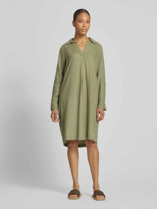 Zdjęcie produktu Luźno układająca się sukienka casualowa z mieszanki lnu i wiskozy s.Oliver Khaki