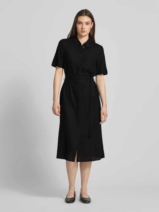Zdjęcie produktu Luźno układająca się sukienka casualowa z mieszanki wiskozy i lnu model 'PIA' Pieces Czarny