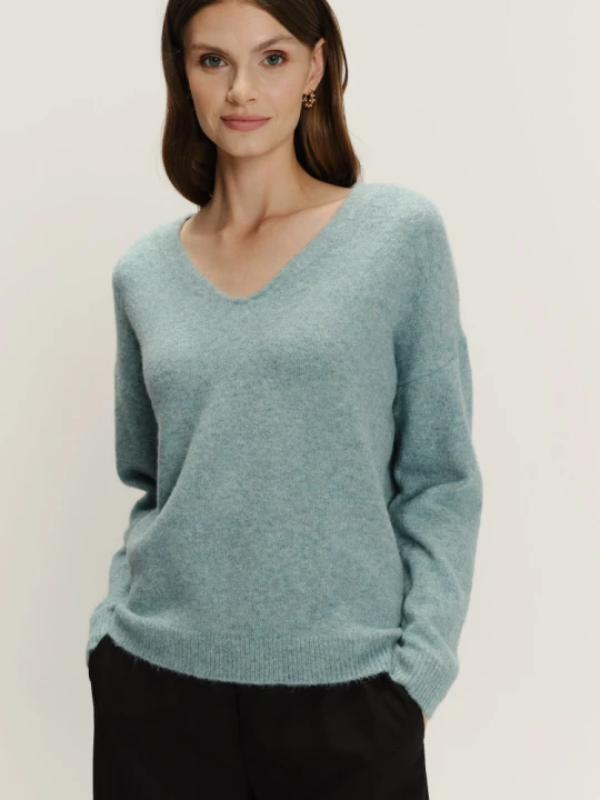 Zdjęcie produktu Luźny miękki sweter w miętowym kolorze Greenpoint