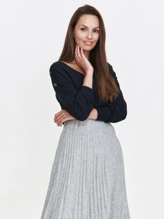 Zdjęcie produktu Luźny sweter damski z guzikami TSKW24SWE370558X00 TOP SECRET Granatowy
