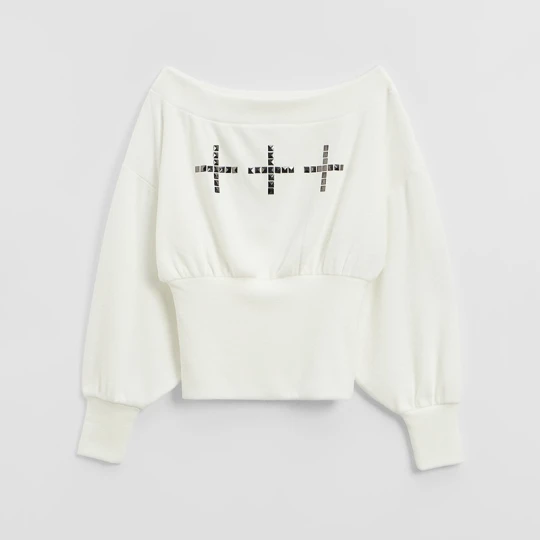 Zdjęcie produktu Luźny sweter z motywem w stylu gothic biały House