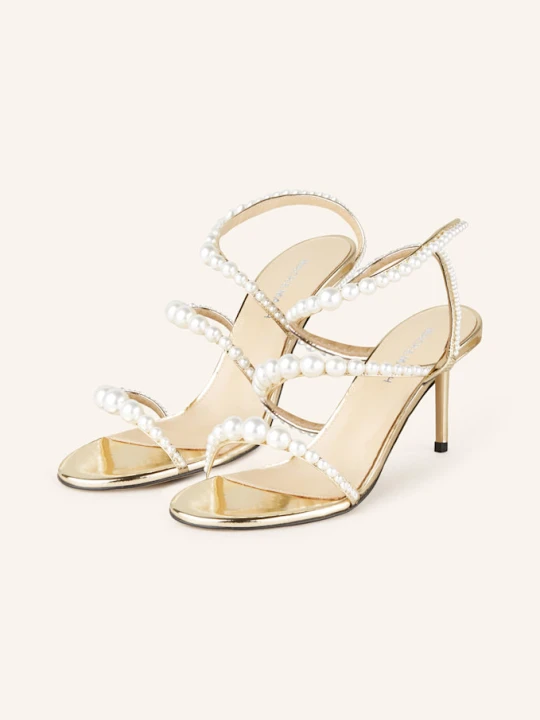 Zdjęcie produktu Mach & Mach Sandały Lakierowane Sirene Z Ozdobnymi Perełkami gold