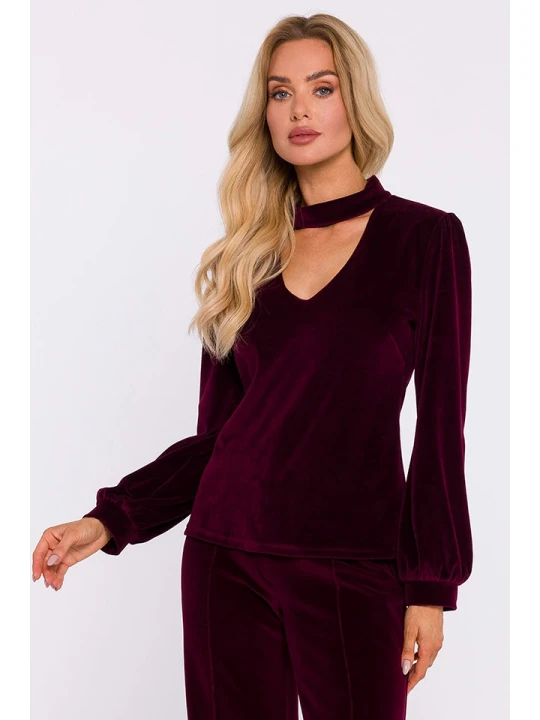 Zdjęcie produktu made of emotion Bluzka w kolorze ciemnoczerwonym rozmiar: XL