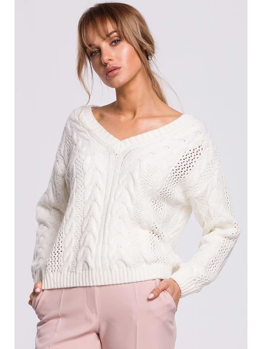 Zdjęcie produktu made of emotion Sweter w kolorze kremowym rozmiar: S/M