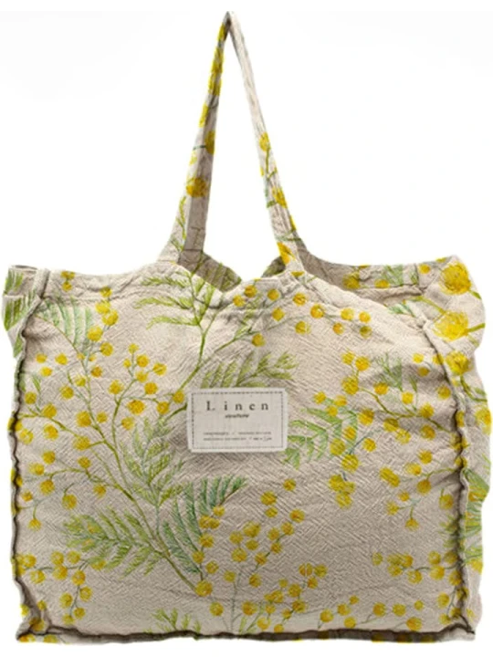 Zdjęcie produktu Madre Selva Shopper bag "Mimosa" w kolorze beżowo-żółtym - 42 x 36 x 7 cm rozmiar: onesize