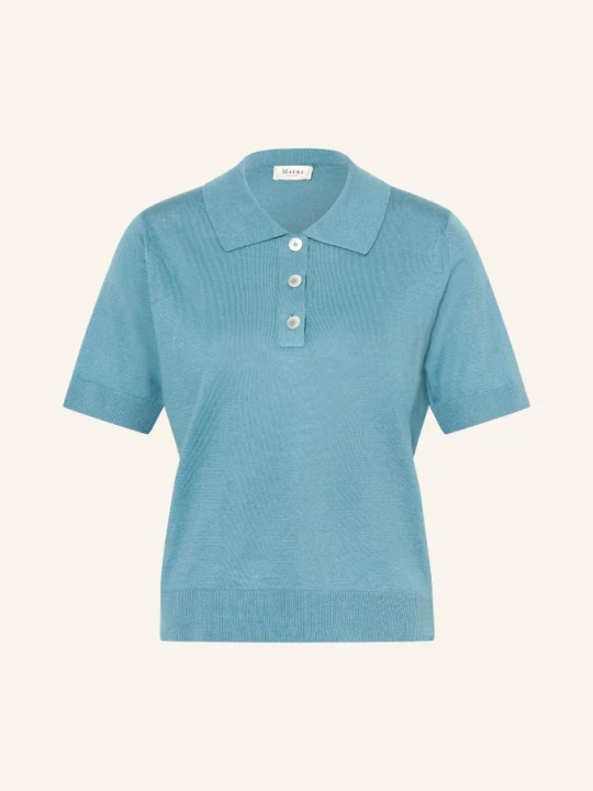 Zdjęcie produktu Maerz Muenchen Dzianinowa Koszulka Polo Z Lnem blau TURKUSOWY