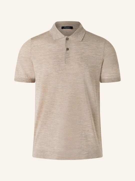 Zdjęcie produktu Maerz Muenchen Dzianinowa Koszulka Polo Z Wełny Merynosowej beige JASNOBRĄZOWY