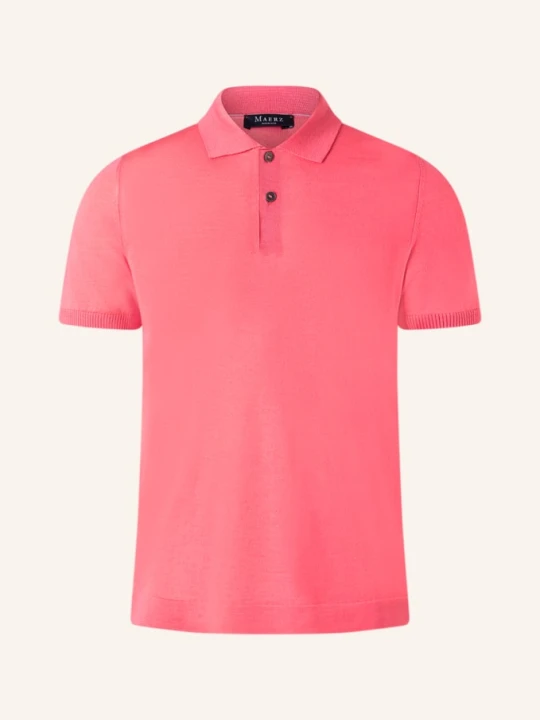 Zdjęcie produktu Maerz Muenchen Dzianinowa Koszulka Polo Z Wełny Merynosowej pink JASNOCZERWONY