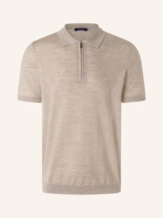 Zdjęcie produktu Maerz Muenchen Koszulka Polo Z Dzianiny Z Wełny Merino beige JASNOBRĄZOWY