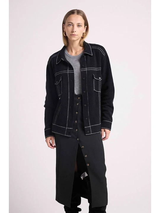 Zdjęcie produktu Maison Héritage Cashmere Kaszmirowa kurtka koszulowa w kolorze czarnym rozmiar: M/L