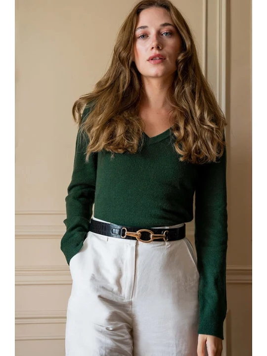 Zdjęcie produktu Maison Héritage Cashmere Kaszmirowy sweter w kolorze ciemnozielonym rozmiar: L