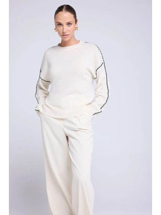 Zdjęcie produktu Maison Héritage Cashmere Kaszmirowy sweter w kolorze kremowym rozmiar: L / XL