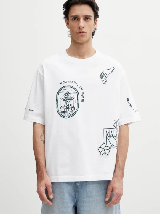 Zdjęcie produktu Maison Kitsuné Art Nouveau Stamps t-shirt oversize bawełniany męski