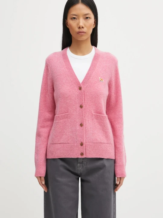 Zdjęcie produktu Maison Kitsuné kardigan wełniany Baby Fox Lambswool Boxy