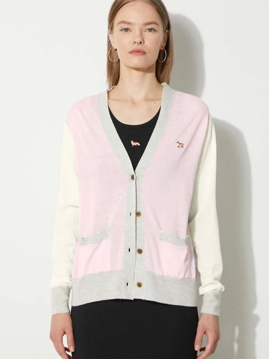 Zdjęcie produktu Maison Kitsuné kardigan wełniany Baby Fox Patch Regular Cardigan