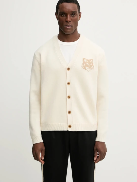 Zdjęcie produktu Maison Kitsuné kardigan wełniany Fox Head Intarsia Merino