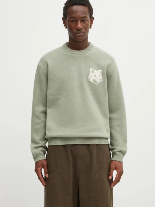 Zdjęcie produktu Maison Kitsuné sweter wełniany Fox Head Intarsia Merino