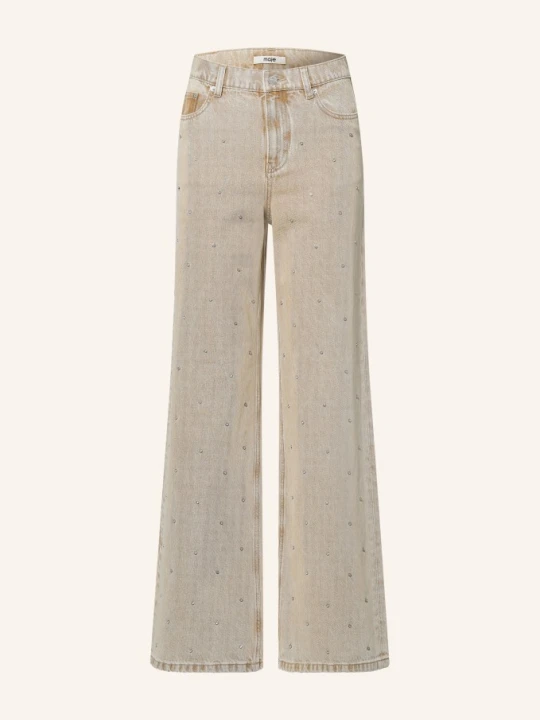 Zdjęcie produktu Maje Jeansy Wide Leg Z Kamyczkami Ozdobnymi beige