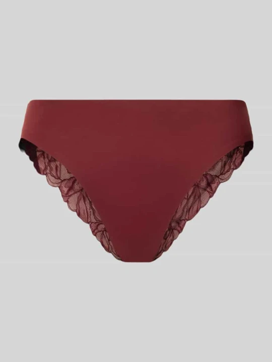 Zdjęcie produktu Majtki bikini o kroju slim fit z kwiatowym obszyciem z koronki Calvin Klein Oberżynowy