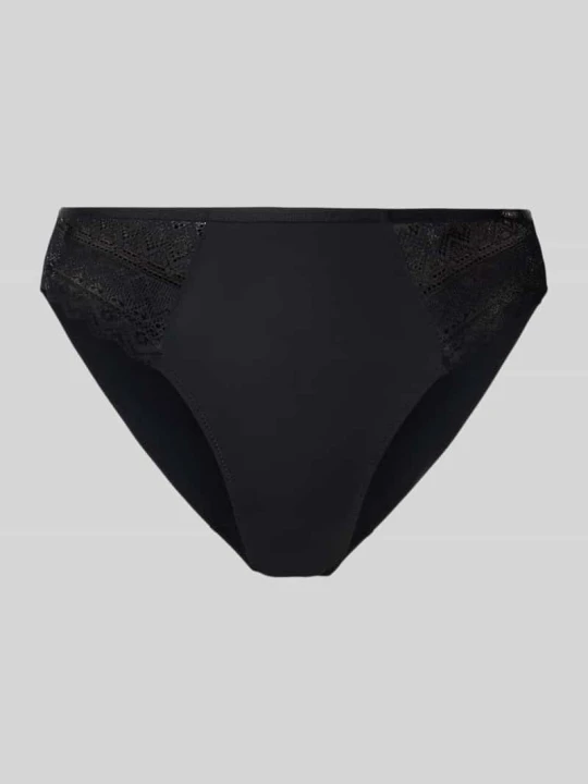 Zdjęcie produktu Majtki bikini o kroju slim fit z obszyciem koronką model ‘Initial’ SKINY Czarny