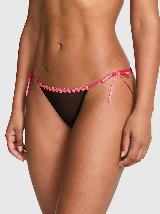 Zdjęcie produktu Majtki bikini z paseczkami PINK Wink Victoria's Secret Czarny