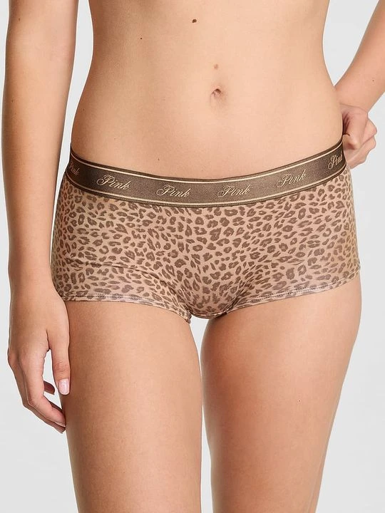 Zdjęcie produktu Majtki Boyshort z bawełny z połyskiem i logo Victoria's Secret