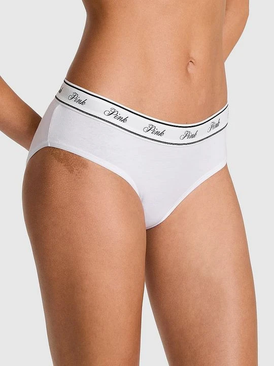 Zdjęcie produktu Majtki hiphugger z bawełny z logo Victoria's Secret Biały