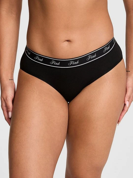 Zdjęcie produktu Majtki hiphugger z logo Logo Cotton Victoria's Secret Czarny