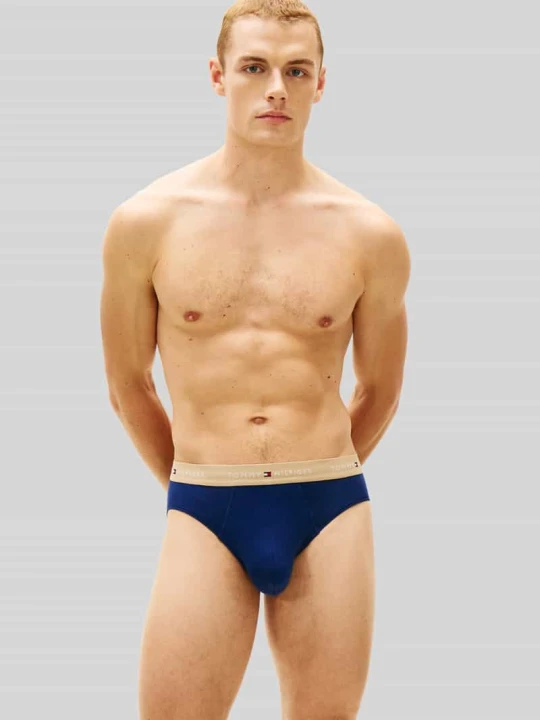 Zdjęcie produktu Majtki o kroju regular fit z mieszanka bawełny w zestaw 3 szt. Tommy Hilfiger Granatowy