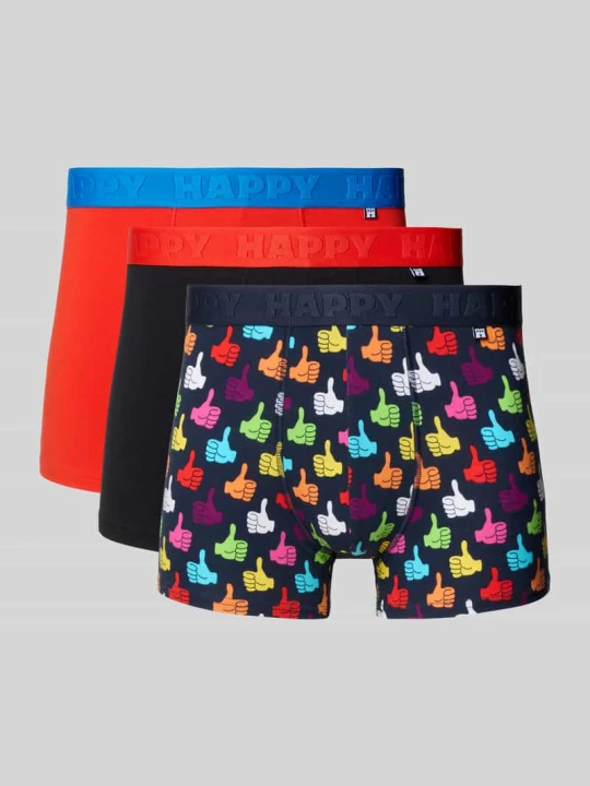 Zdjęcie produktu Majtki z elastycznym paskiem z logo w zestawie 3 szt. Happy Socks Czarny