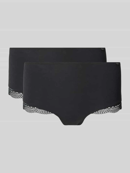 Zdjęcie produktu Majtki z koronką szydełkową model ‘Classic Cotton’ SKINY Czarny