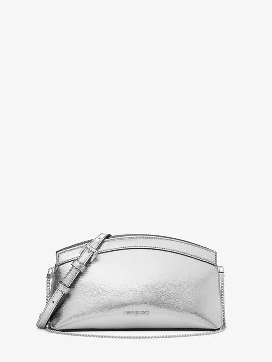 Zdjęcie produktu Mała kopertówka Athena z metalicznej skóry z odpinanym paskiem Michael Kors SREBRNY (Srebrny)