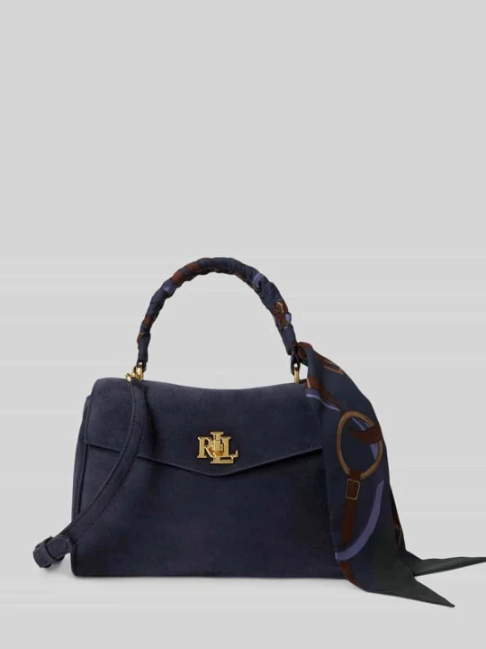 Zdjęcie produktu Mała listonoszka z licowej skóry cielęcej z detalem z chustą model 'FARRAH' Lauren Ralph Lauren Ciemnoniebieski