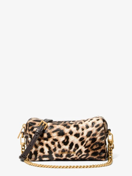 Zdjęcie produktu Mała przepinana torebka do przewieszenia przez ramię Bryant z cielęcej skóry z włosiem w lamparci wzór Michael Kors [3740] (Brązowy)
