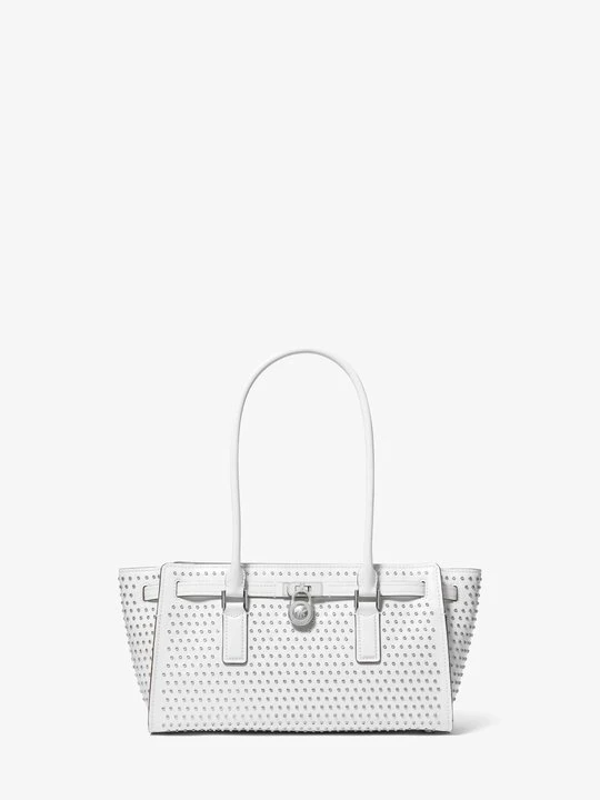 Zdjęcie produktu Mała skórzana torba Hamilton Moderne z ozdobnymi przelotkami Michael Kors OPTYCZNA BIEL (Biały)