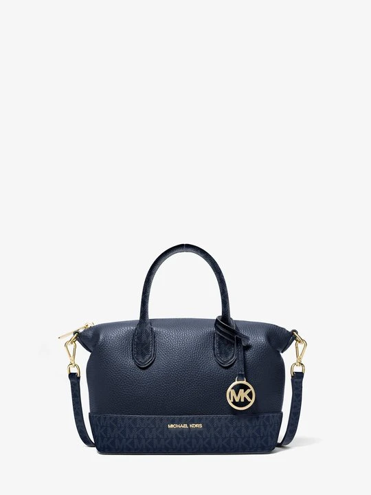 Zdjęcie produktu Mała torba Hyde ze skóry groszkowej z charakterystycznym logo Michael Kors GRANATOWY (Niebieski)