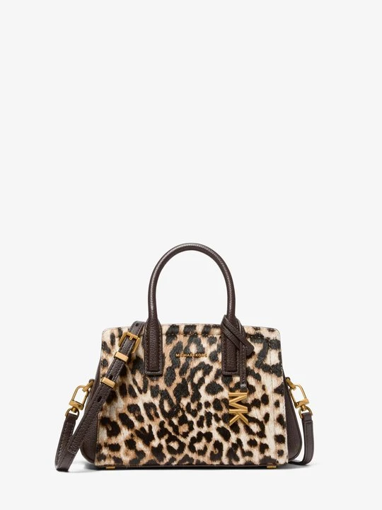 Zdjęcie produktu Mała torba Laila ze skóry cielęcej w lamparci wzór Michael Kors [3740] (Brązowy)