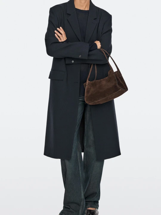 Zdjęcie produktu Mała Torba Na Ramię Z Zamszowej Skóry - Norkowy - Massimo Dutti - Female