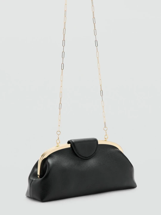 Zdjęcie produktu Mała torebka clutch z metalicznymi detalami czarny - Kobieta - Rozmiar uniwersalny - MANGO
