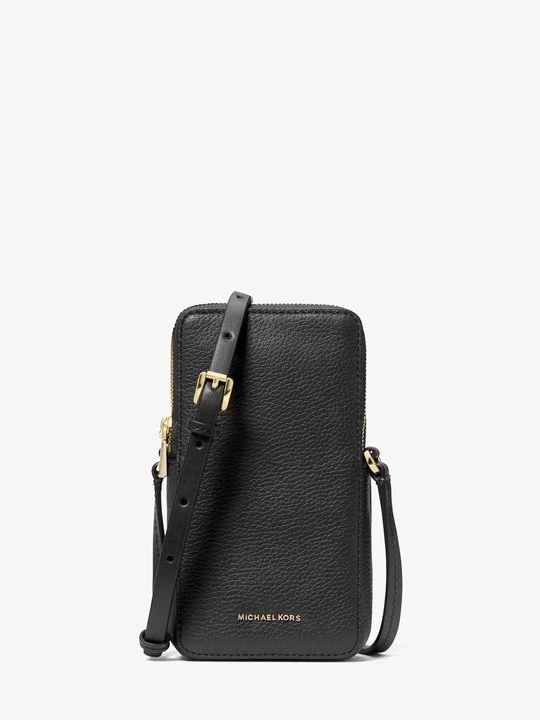 Zdjęcie produktu Mała torebka do przewieszenia przez ramię Jet Set ze skóry groszkowej na smartphona Michael Kors CZARNY (Czarny)