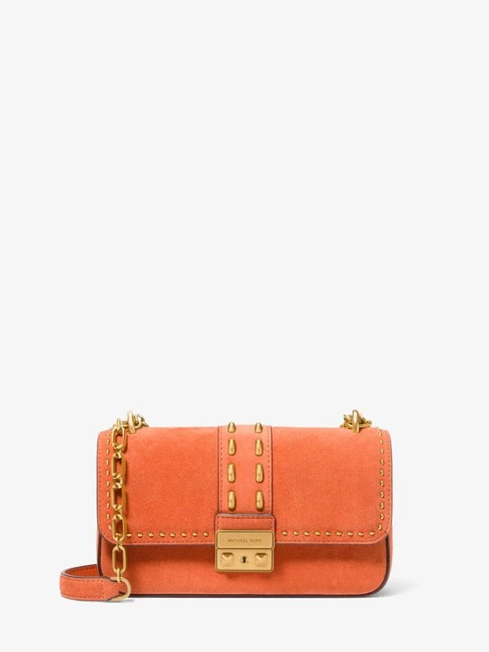 Zdjęcie produktu Mała torebka na ramię Tribeca z zamszu z ćwiekami Michael Kors MIMOZA (Pomarańczowy)