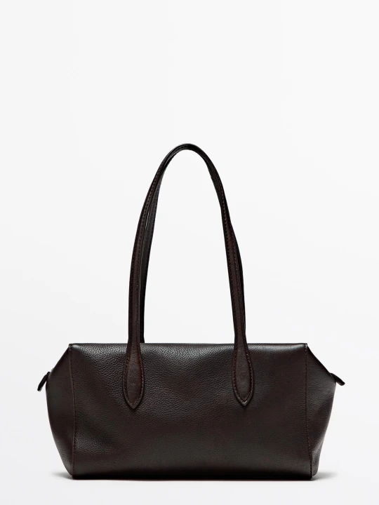 Zdjęcie produktu Mała Torebka Na Ramię Ze Skóry Nappa - Brązowy - Massimo Dutti - Female